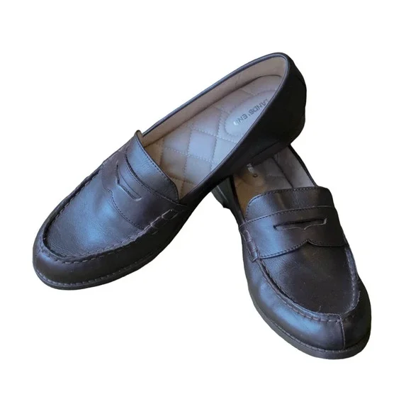 Lands End Classic Penny Loafers Brown 9.5 B - Worn Once - Picture 1 of 8